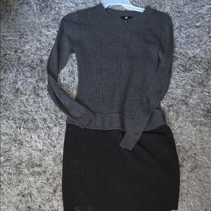 Black and grey sweater dress